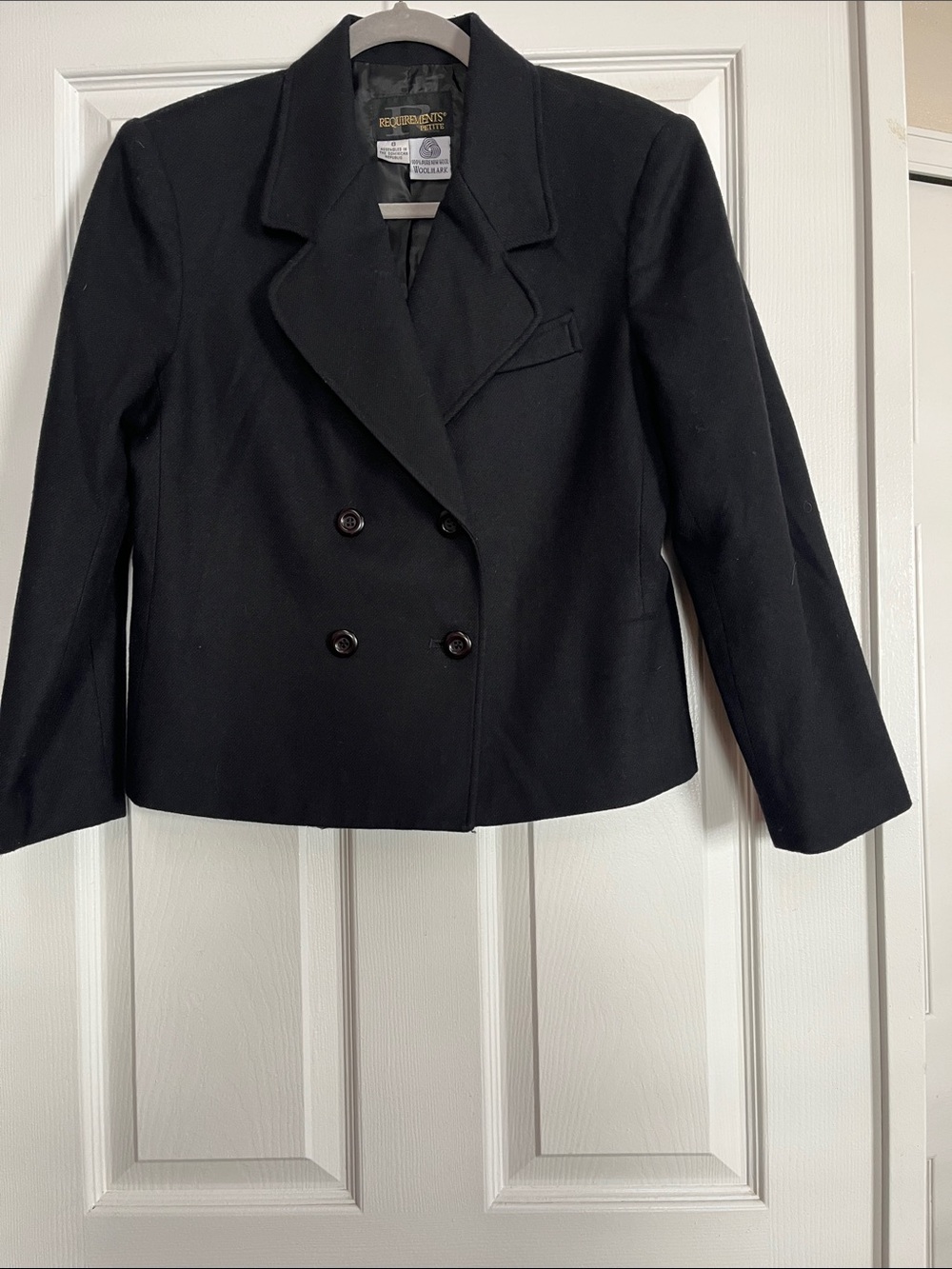 Requirements Petites vintage double breasted cropped wool blazer coat 100% 8 - Picture 2 of 5